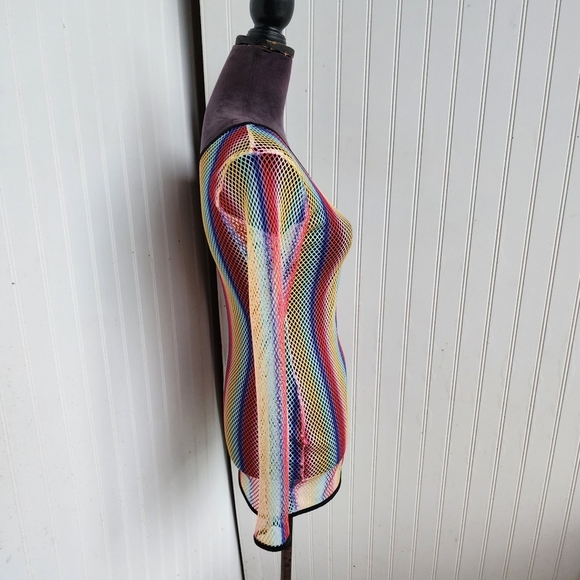 Uluwatu Color Mesh Netted See Through Beach Coverup Top Dress Long Sleeve Sz S - Picture 4 of 13